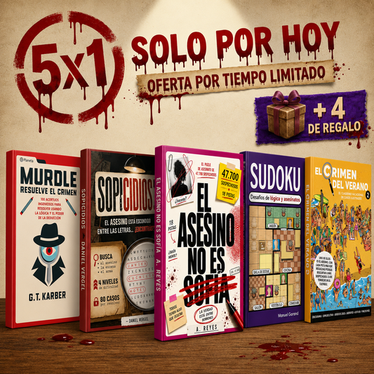 5x1 | Biblioteca Enigma: 3 Libros de Casos, Pistas y Acertijos Criminales + 2 de Regalo Solo Por Hoy